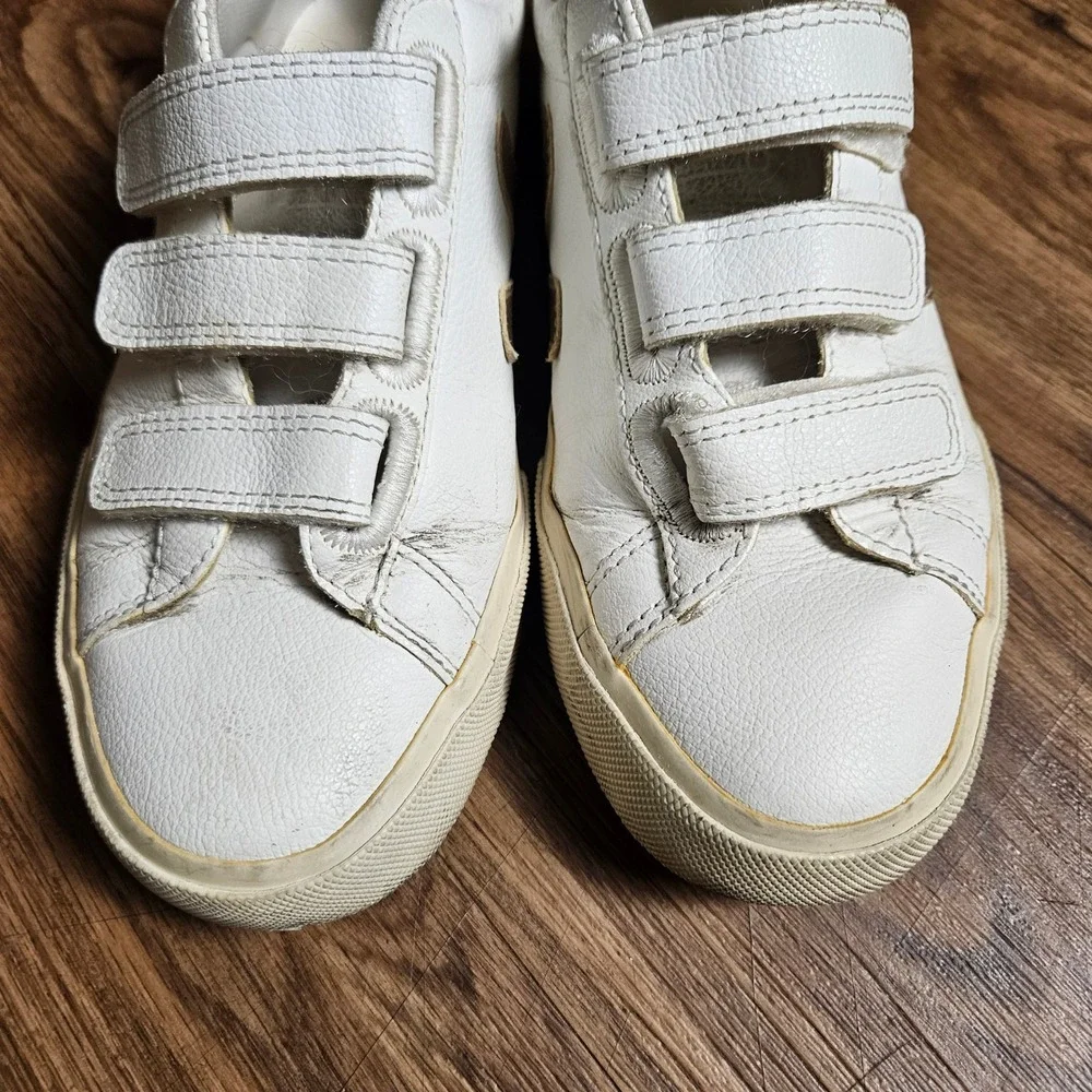 Veja Recife Logo Chromefree Sneakers 6.5 White Platine Triple Strap Soft Girl